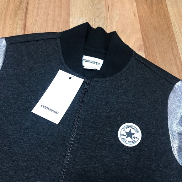 Converse metallic zip up bomber sweater jacket s - Picture 6 of 10